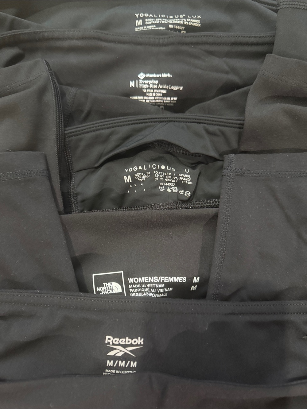 5 pairs of black leggings